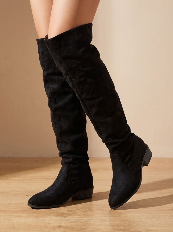 Women's Slouchy Suede-Style Knee High Boots (7)