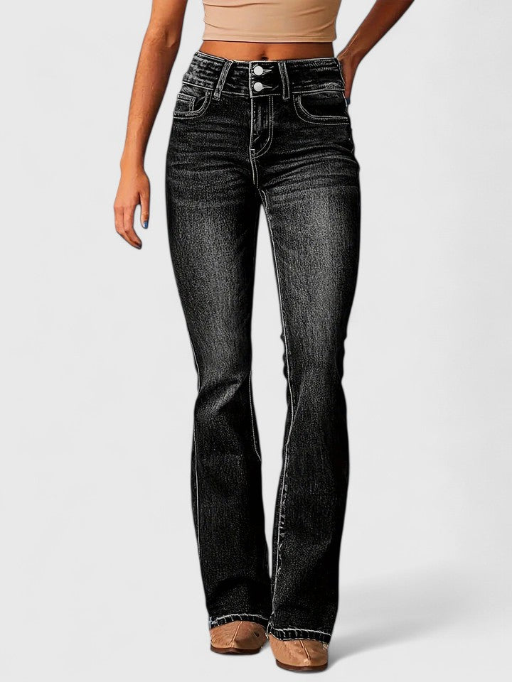 Women's Smart Stretch Jeans with Wide Legs in Black