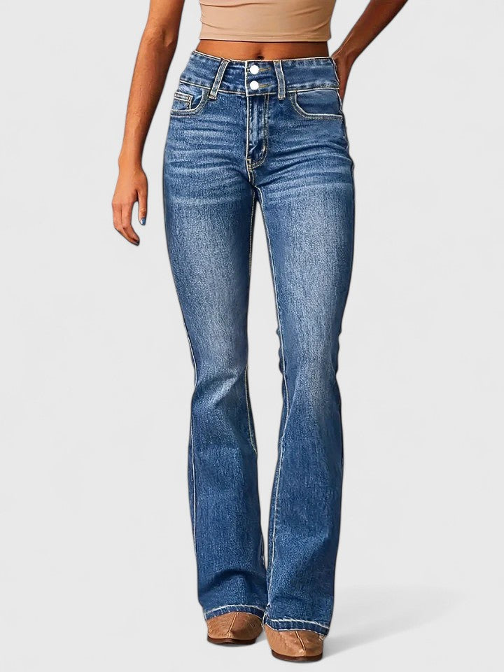 Women's Smart Stretch Jeans with Wide Legs in Ocean Blue