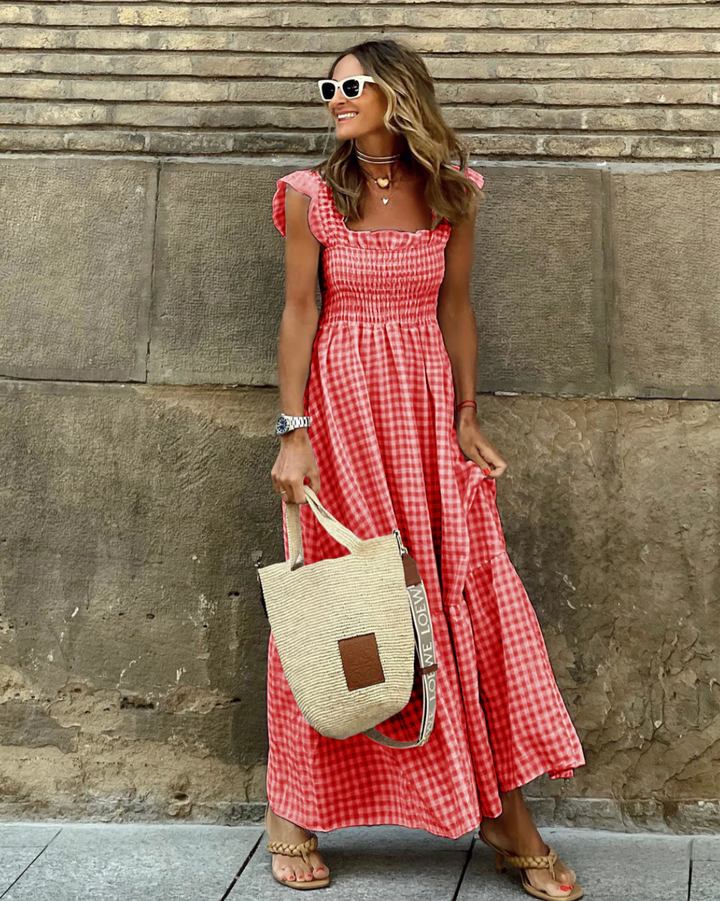 Women’s Smocked Casual Events Maxi in Red