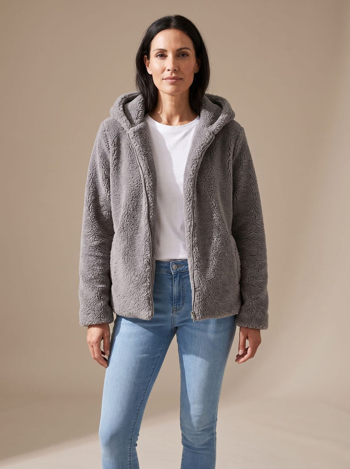 Women's Soft Hooded Winter Trench Coat in Grey