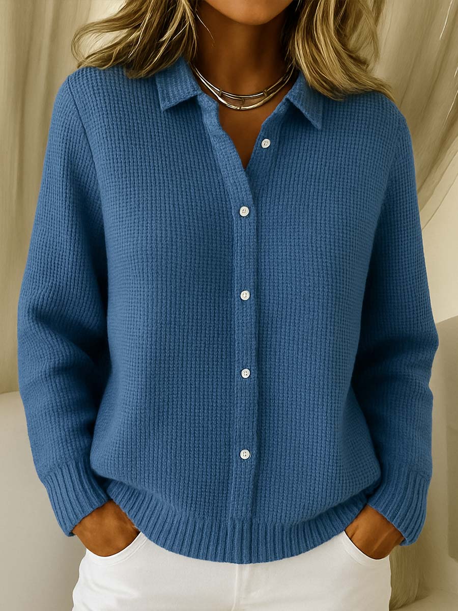 Women's Soft Knit Cardigan for Casual Elegance in Dark Blue