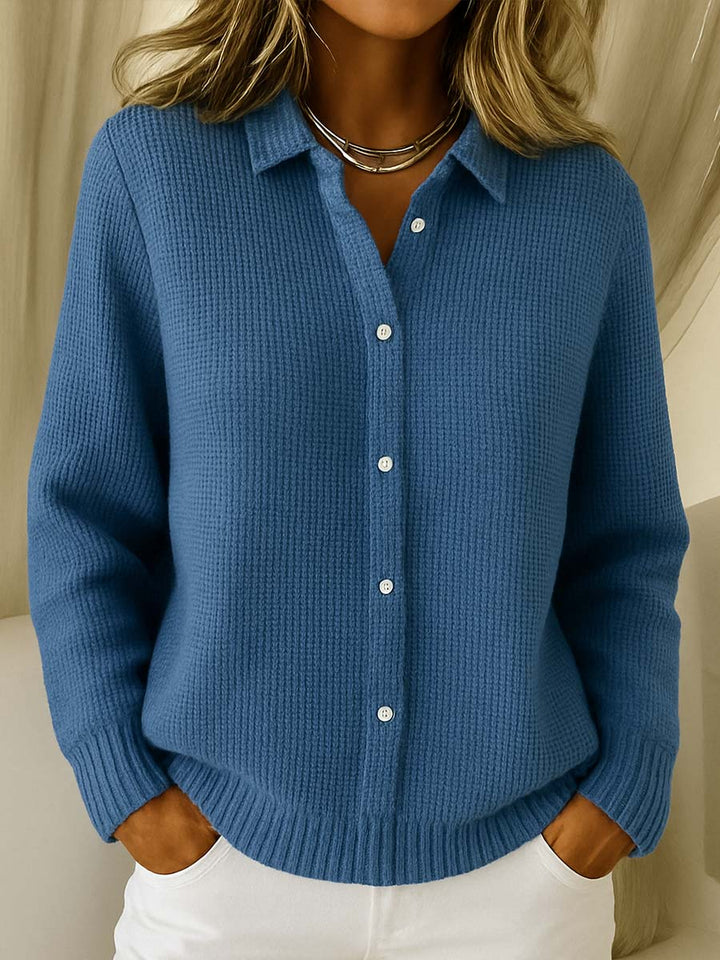Women's Soft Knit Cardigan for Casual Elegance in Dark Blue