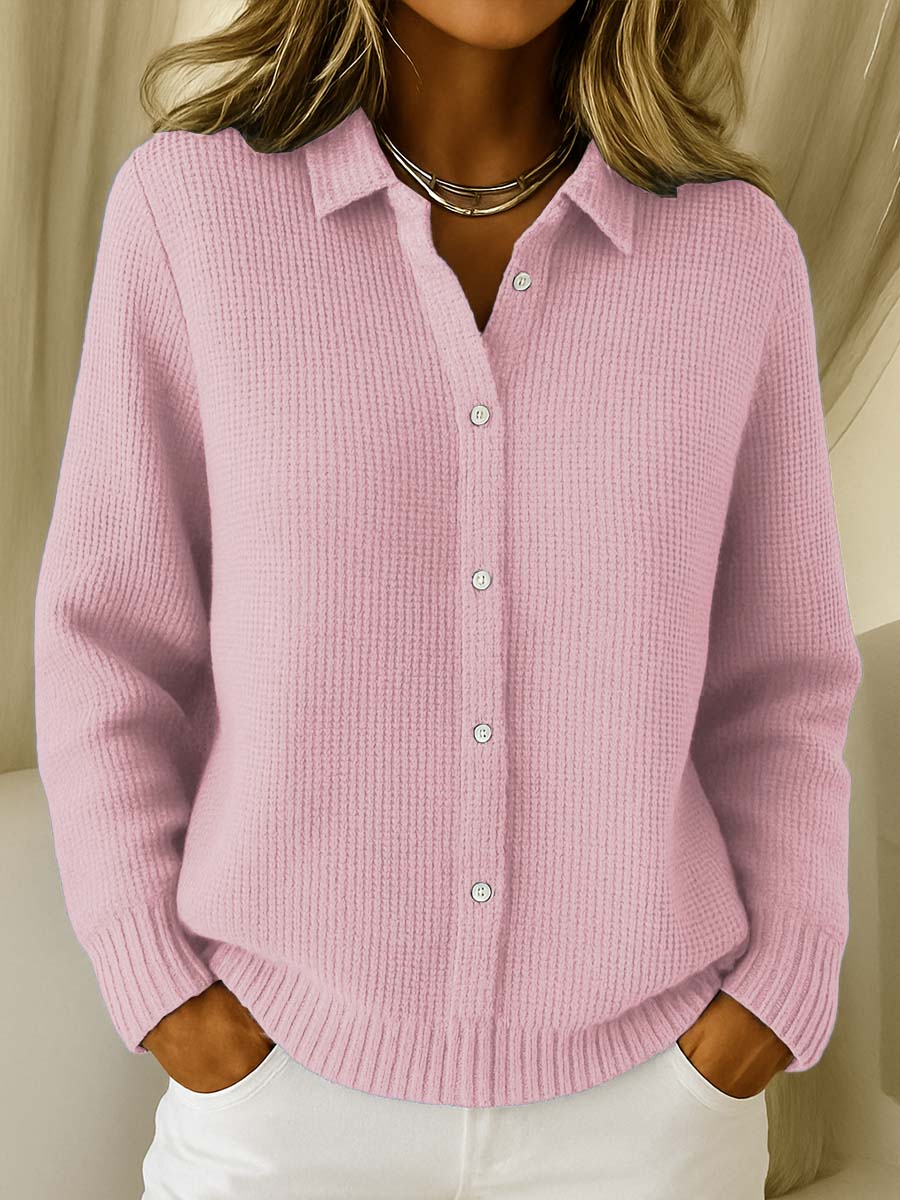 Women's Soft Knit Cardigan for Casual Elegance in Pink