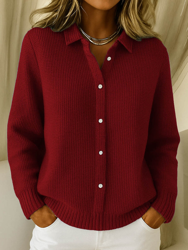 Women's Soft Knit Cardigan for Casual Elegance in Red