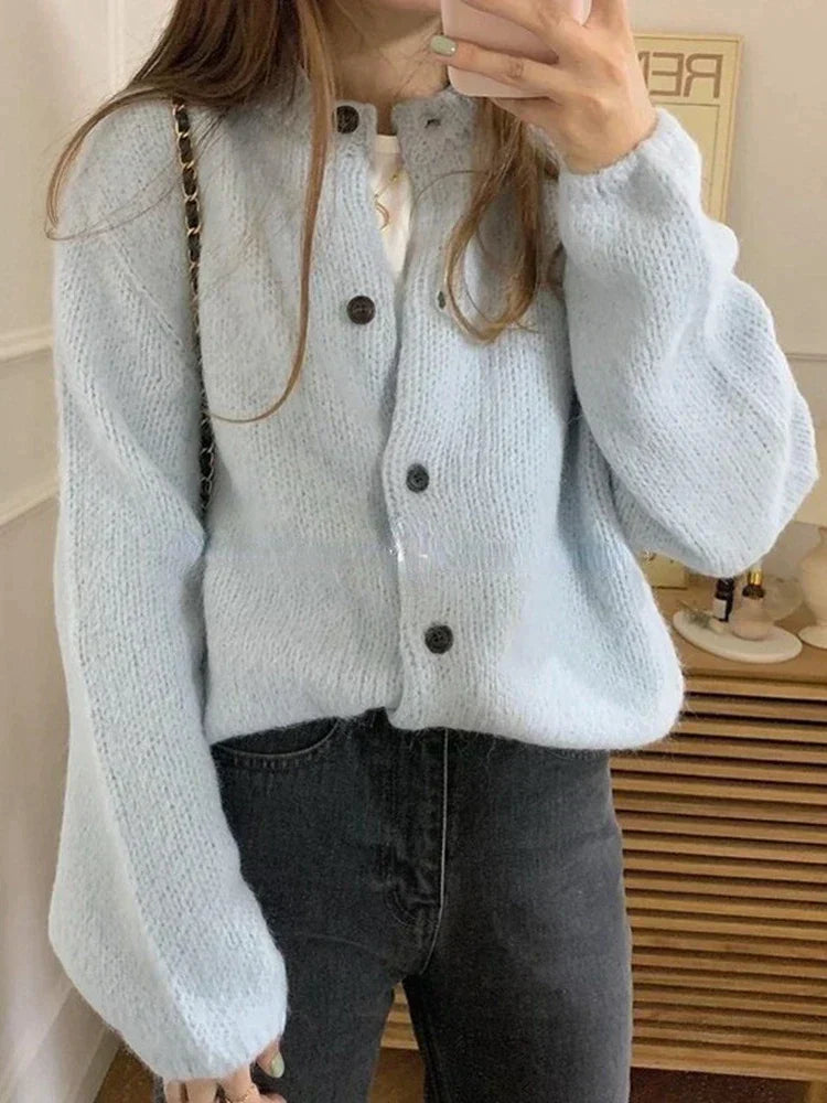 Women's Soft Knit Cardigan for Everyday Comfort in Light Blue