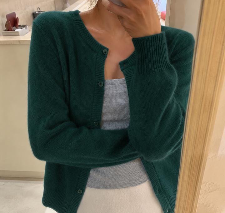 Women's Soft Knit Christmas Cardigan in Dark Green