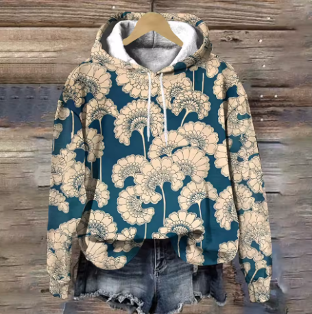 Women's Soft Knit Hoodie for Autumn Days in Goldener Farn