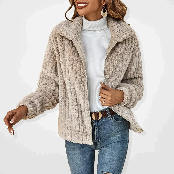 Women's Soft Knit Jacket for Everyday Comfort in Aprikose