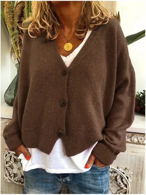Women's Soft Knit Jumper in Relaxed Fit in Brown