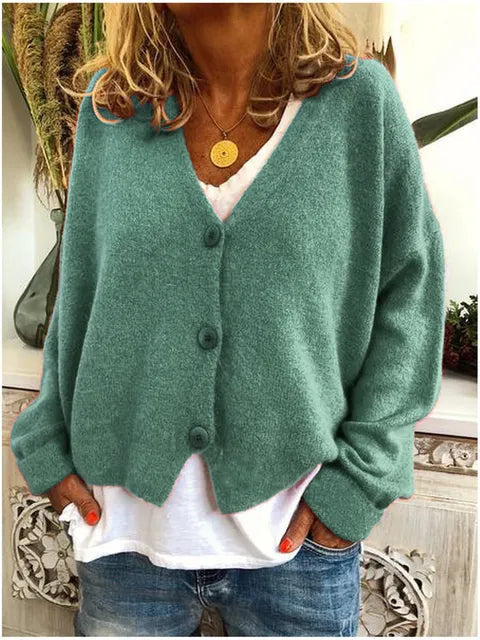 Women's Soft Knit Jumper in Relaxed Fit in Green