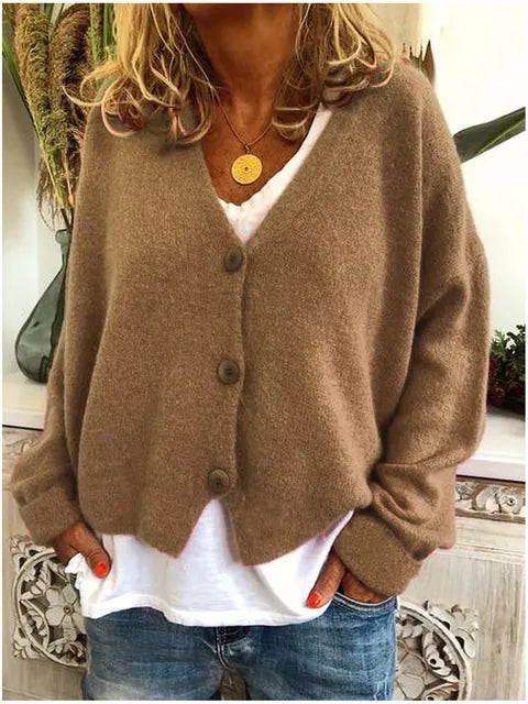 Women's Soft Knit Jumper in Relaxed Fit in Khaki