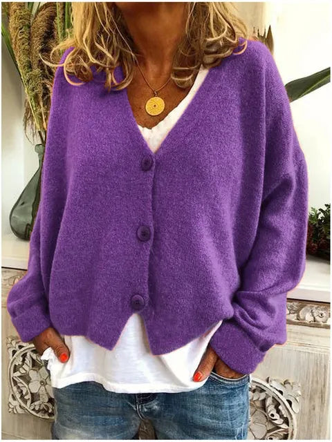 Women's Soft Knit Jumper in Relaxed Fit in Purple