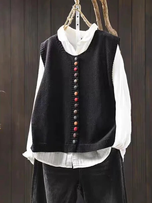 Women's Soft Knit Vest for Layering in Black