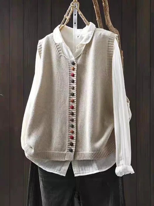 Women's Soft Knit Vest for Layering in Offwhite