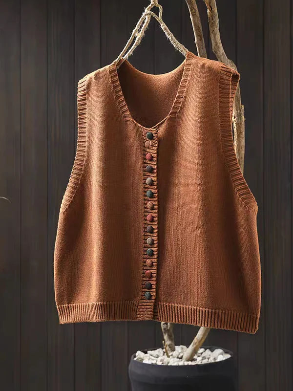 Women's Soft Knit Vest for Layering in Orange