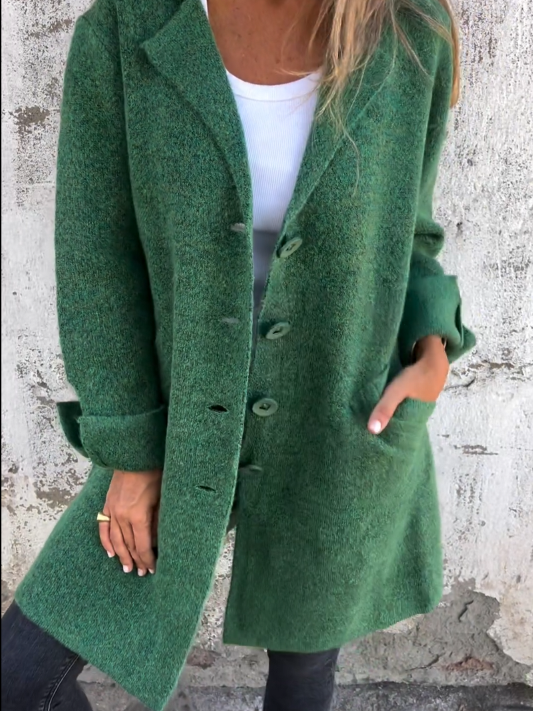 Women's Soft Long Casual Knit Cardigan in Green