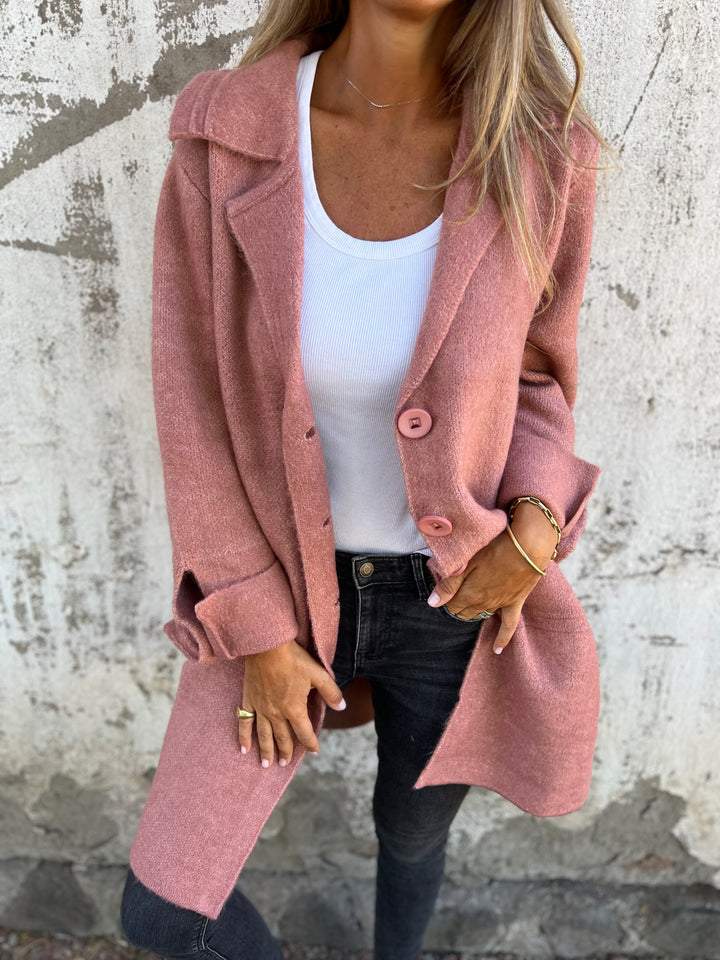 Women's Soft Long Casual Knit Cardigan in Pink