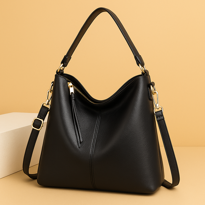 Women's Soft Vegan Leather Everyday Tote Bag in Black
