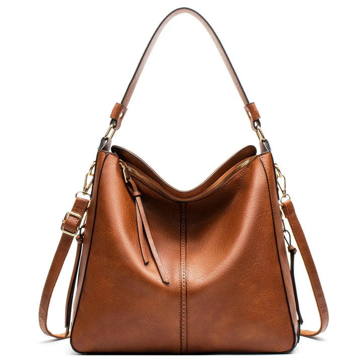 Women's Soft Vegan Leather Everyday Tote Bag in Brown 2