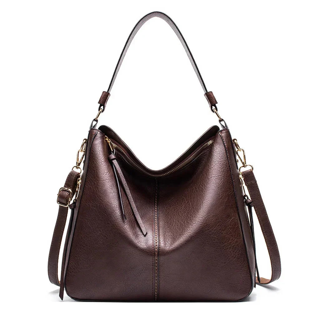 Women's Soft Vegan Leather Everyday Tote Bag in Kaffee
