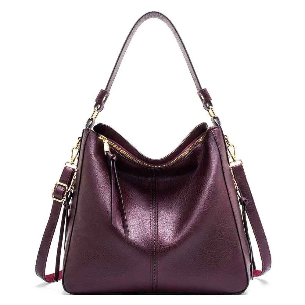 Women's Soft Vegan Leather Everyday Tote Bag in Purple