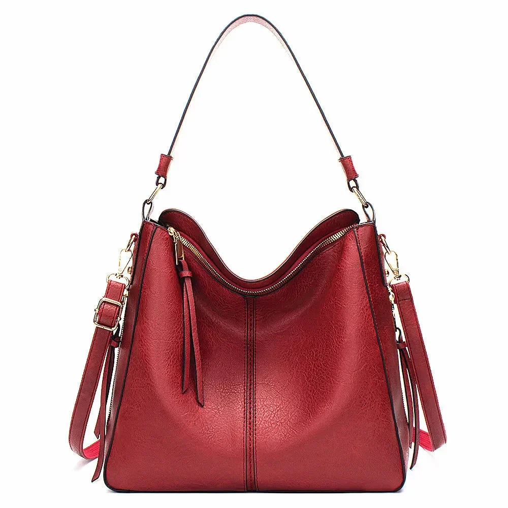 Women's Soft Vegan Leather Everyday Tote Bag in Red