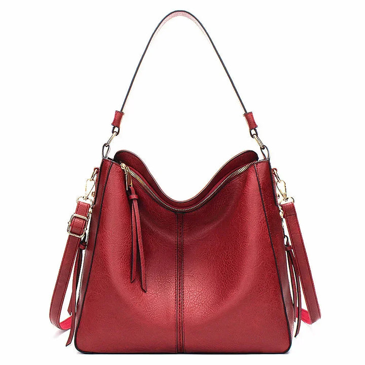 Women's Soft Vegan Leather Everyday Tote Bag in Red