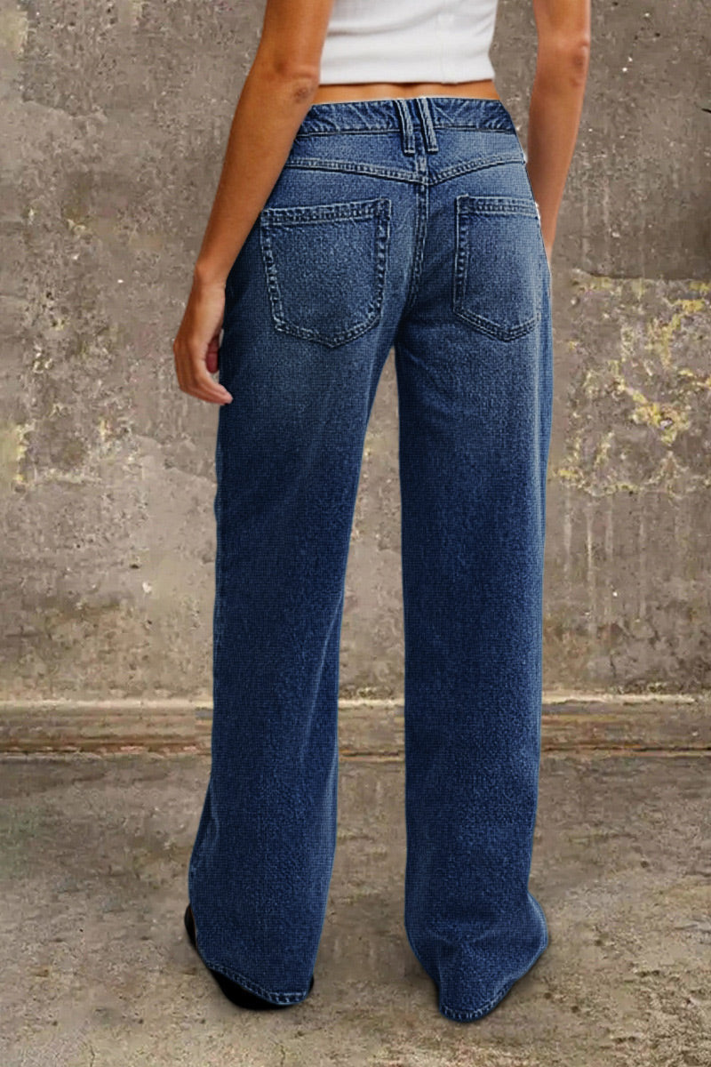 Women's Straight Jeans Smart Casual Mid-Rise (14)
