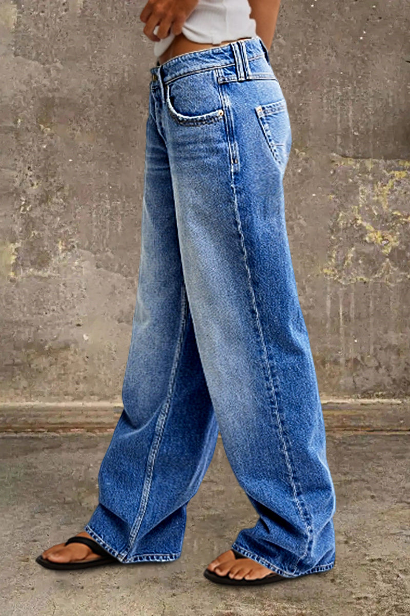 Women's Straight Jeans Smart Casual Mid-Rise (2)