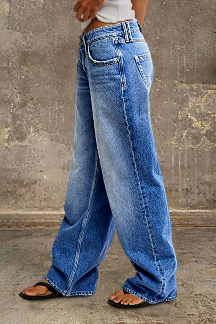 Women's Straight Jeans Smart Casual Mid-Rise (2)