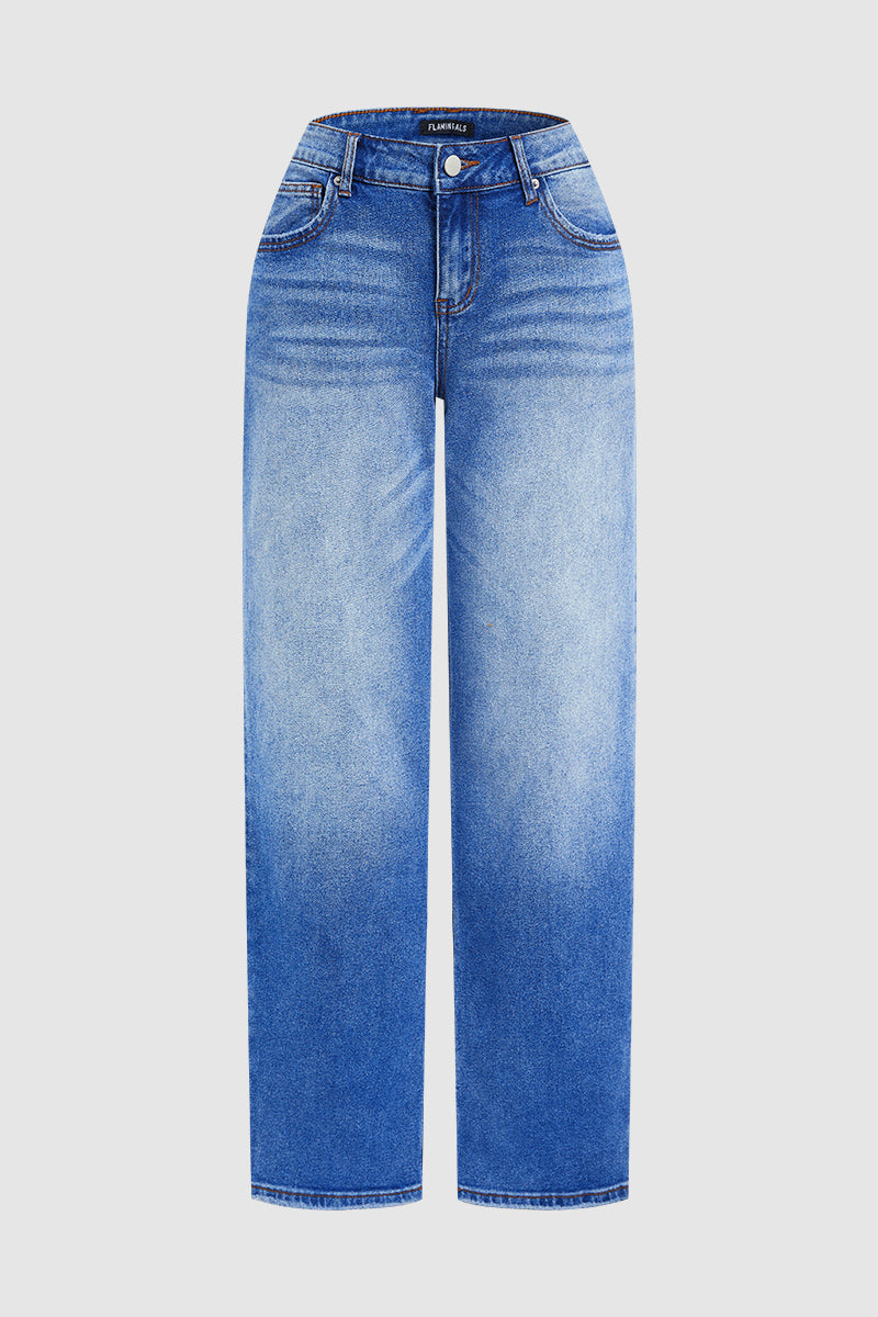 Women's Straight Jeans Smart Casual Mid-Rise (5)
