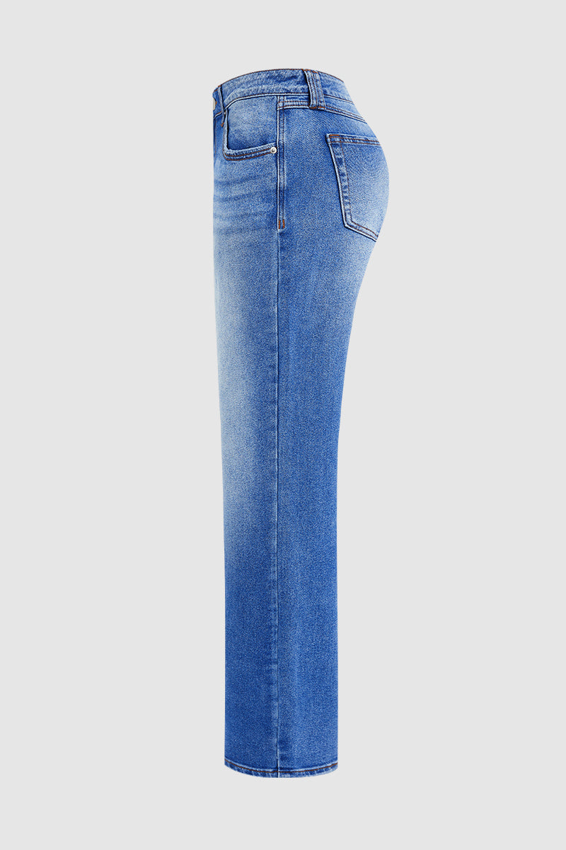 Women's Straight Jeans Smart Casual Mid-Rise (6)