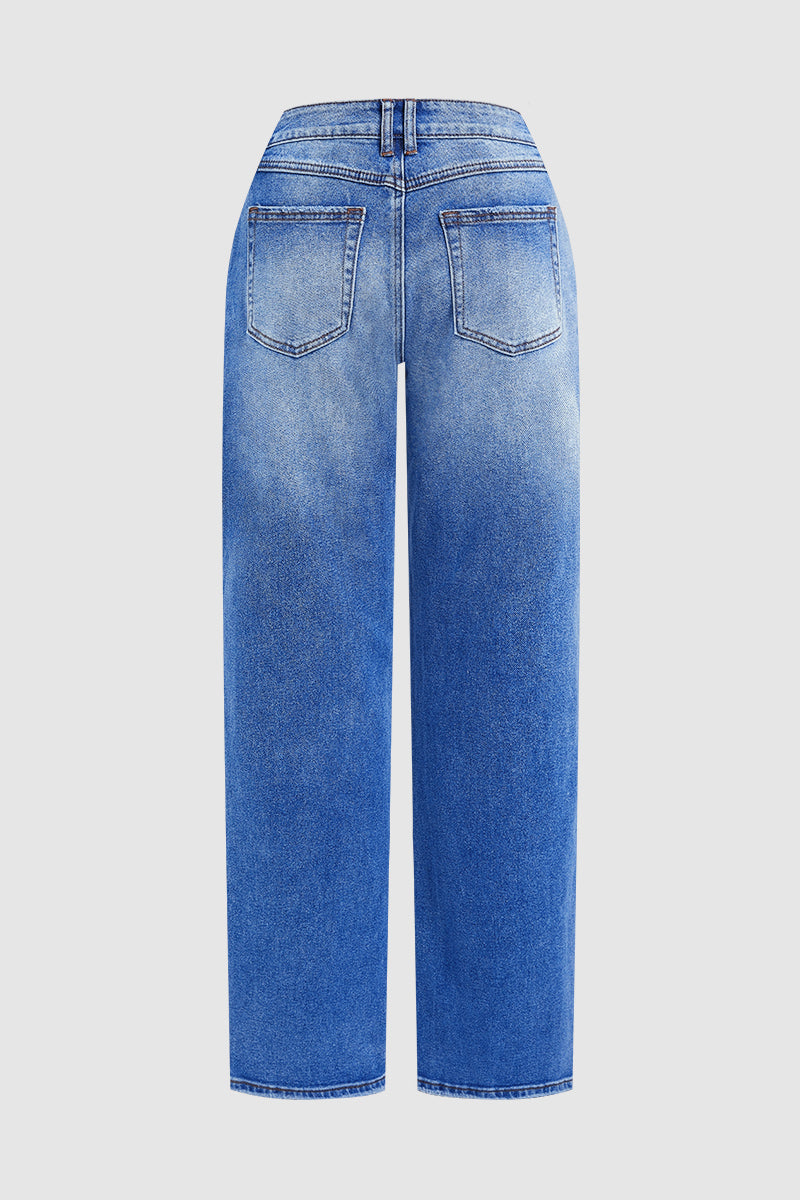 Women's Straight Jeans Smart Casual Mid-Rise (7)