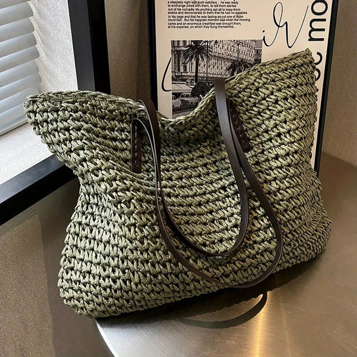 Women's Straw Tote Bag in Boho Style