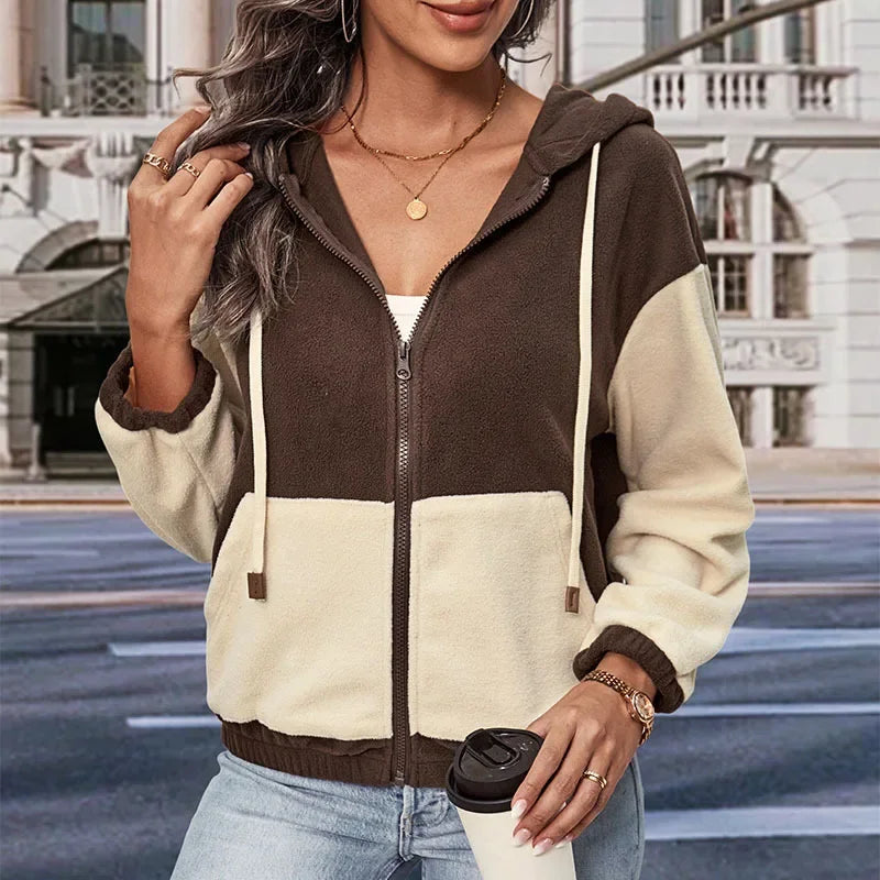 Women's Striped Hooded Knit Cardigan for Autumn in Brown 2
