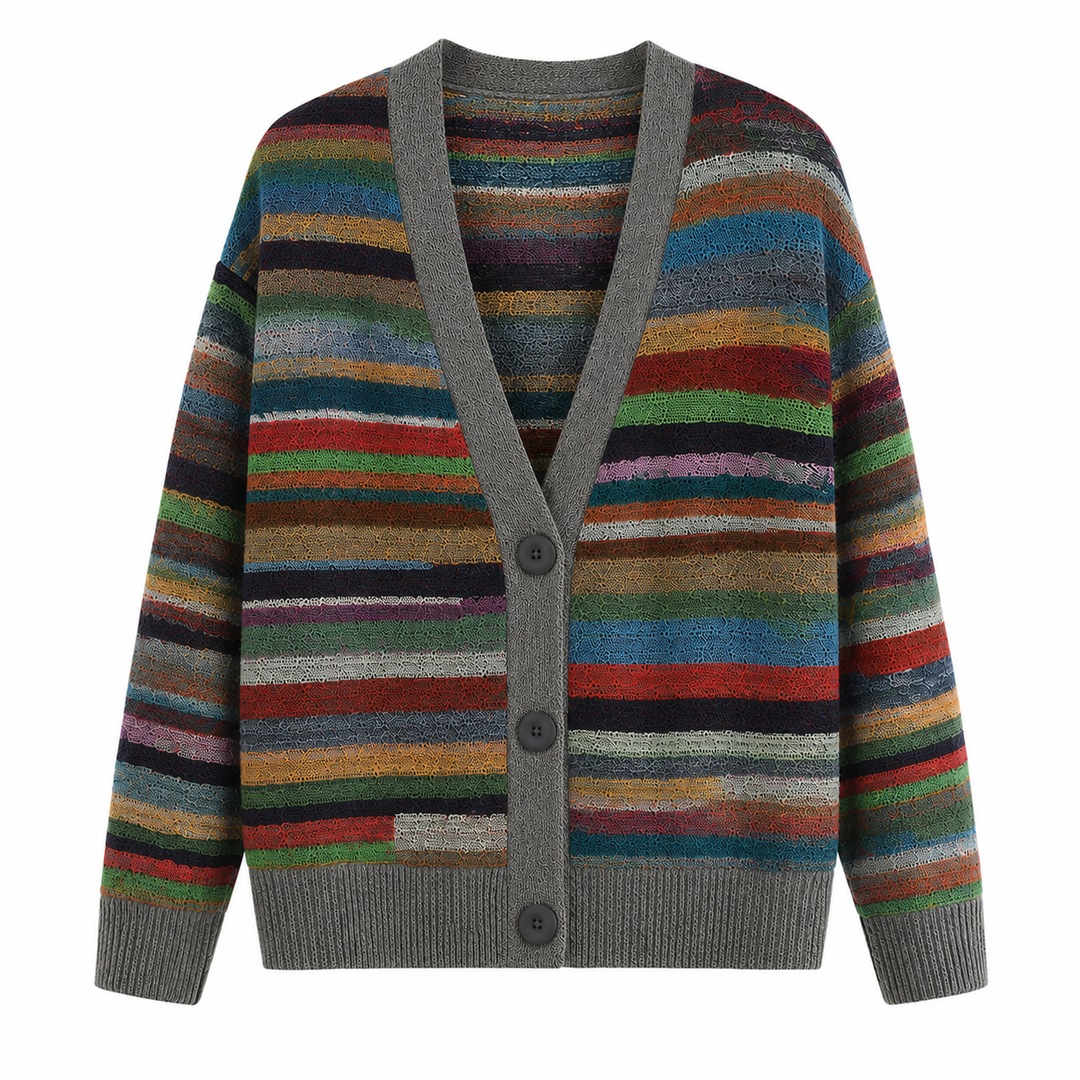 Women's Striped Knit Cardigan for Autumn (3)