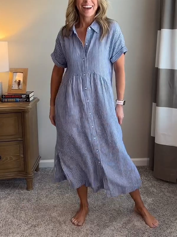 Women's Striped Midi Beach Dress for Summer (11)