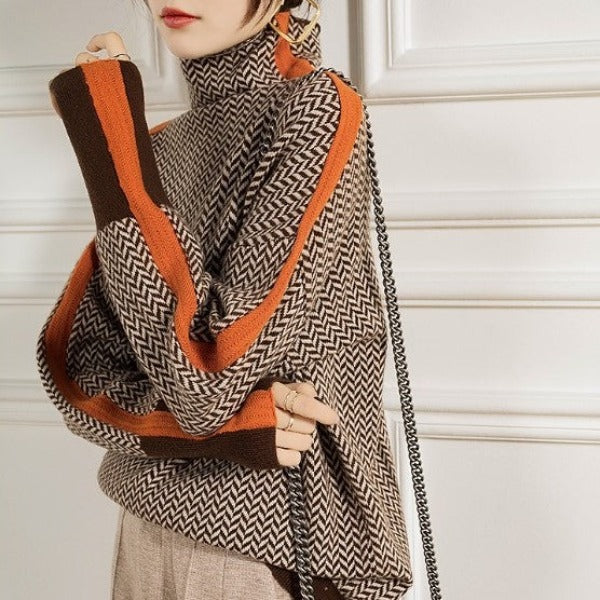 Women's Striped Turtleneck Pullover (2)