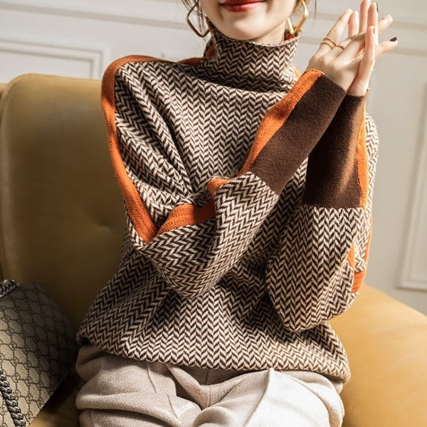 Women's Striped Turtleneck Pullover (3)