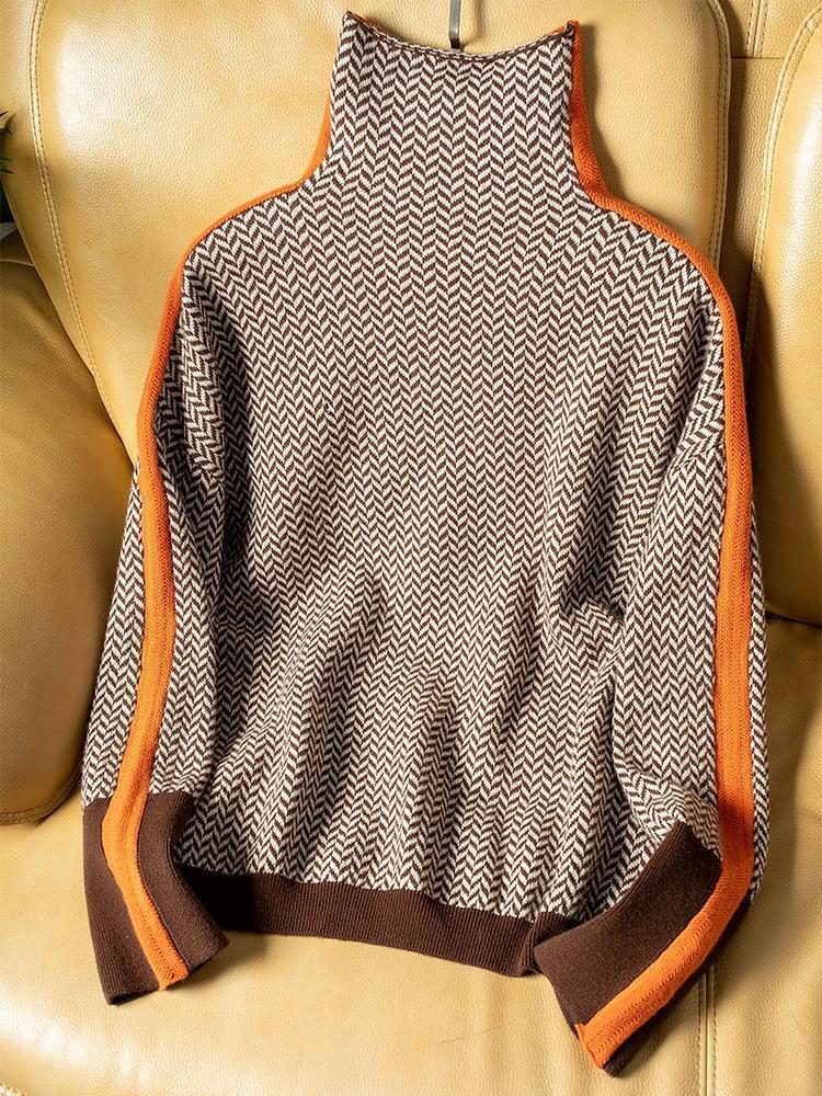 Women's Striped Turtleneck Pullover (4)
