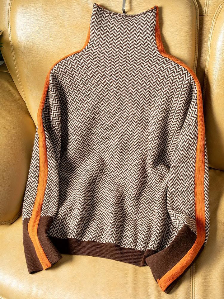 Women's Striped Turtleneck Pullover (4)