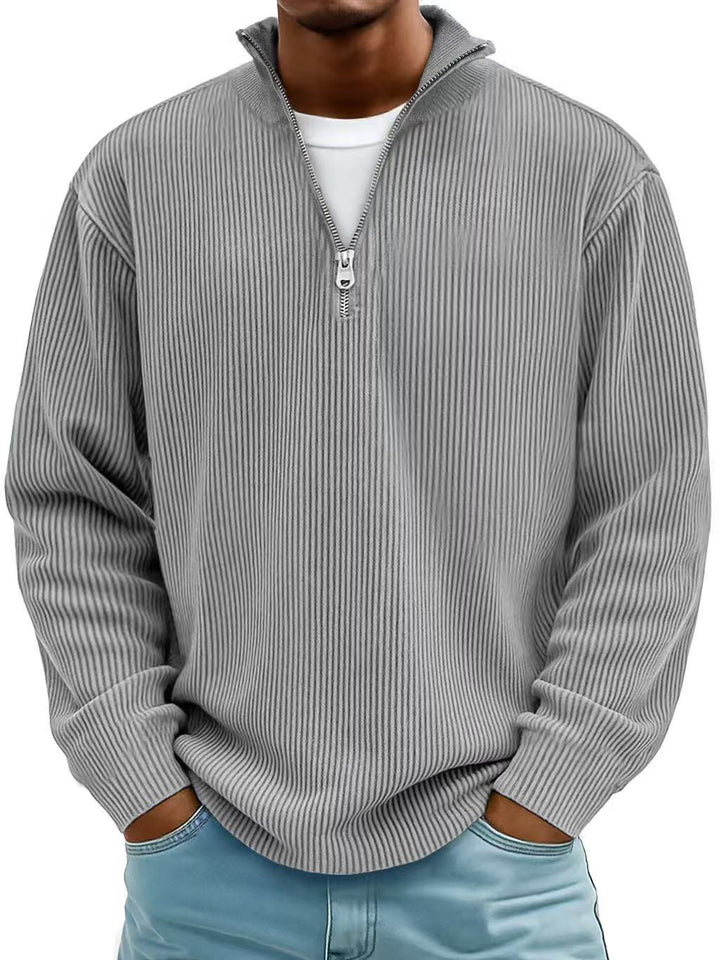 Women's Structured Half-Zip Sweater for Autumn in Grey