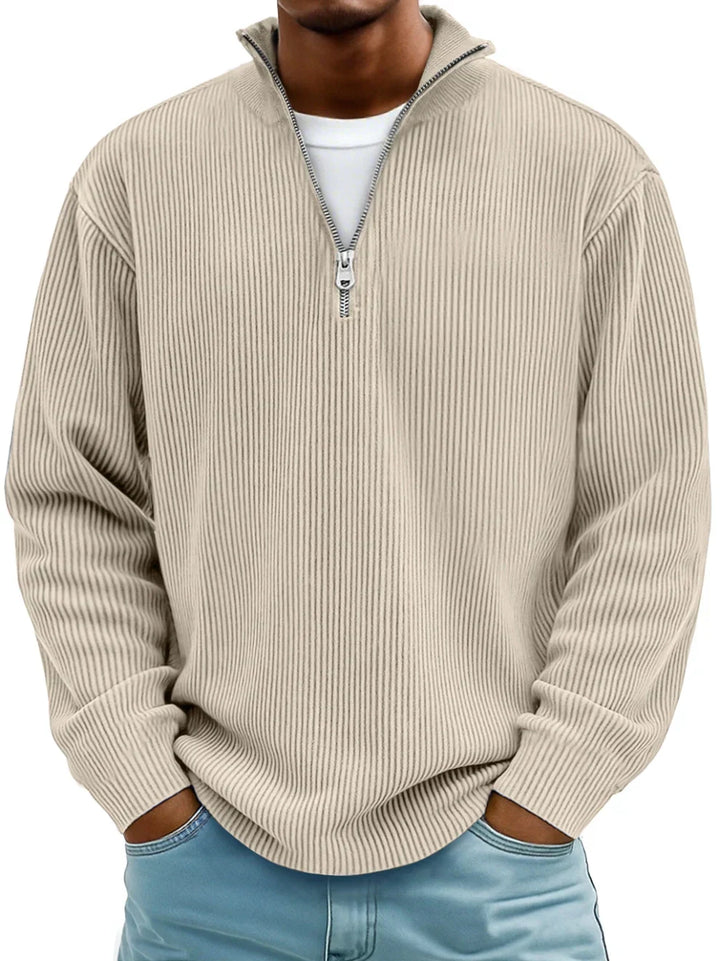 Women's Structured Half-Zip Sweater for Autumn in Khaki