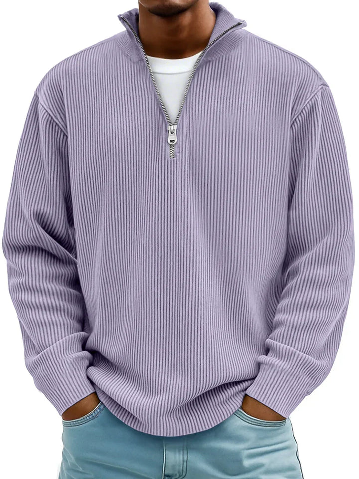 Women's Structured Half-Zip Sweater for Autumn in Violett