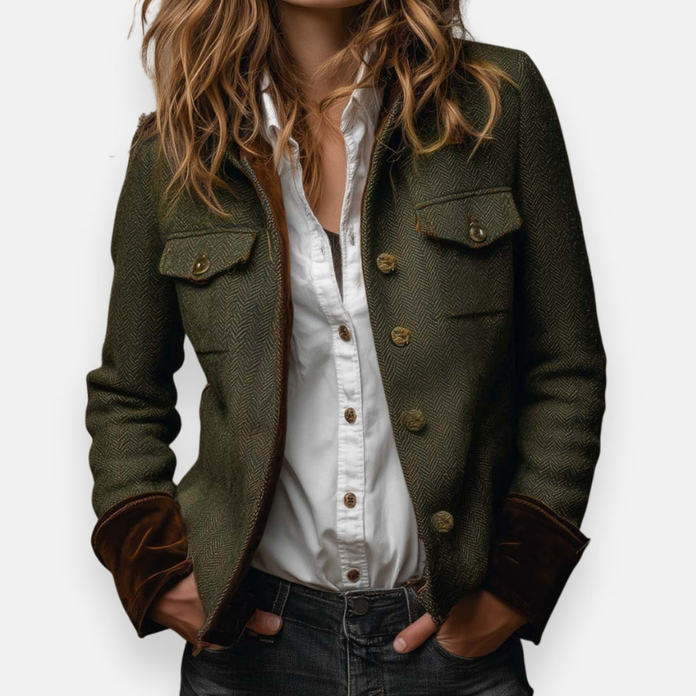 Women's Structured Utility Jacket for Fall in Armeegrün