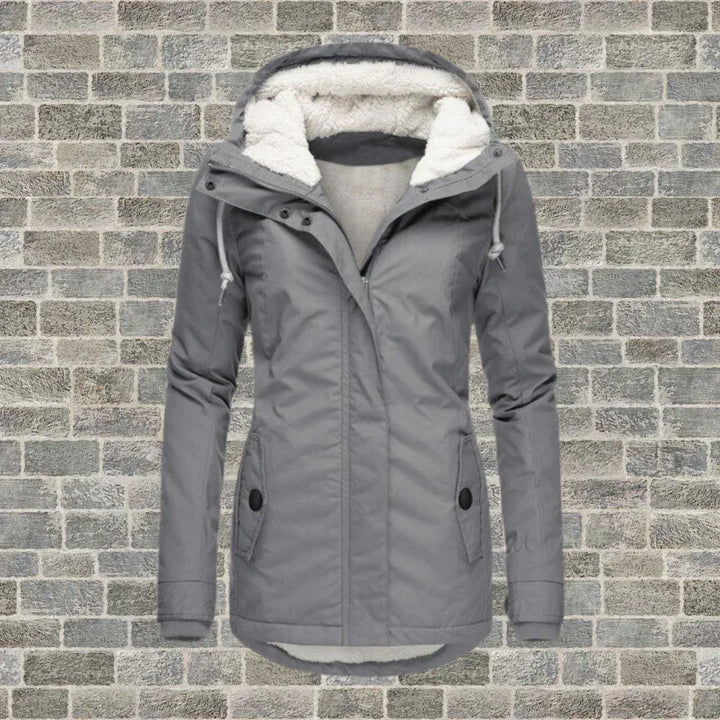 Women's Stylish Warm Winter Coat with Hood in Grey