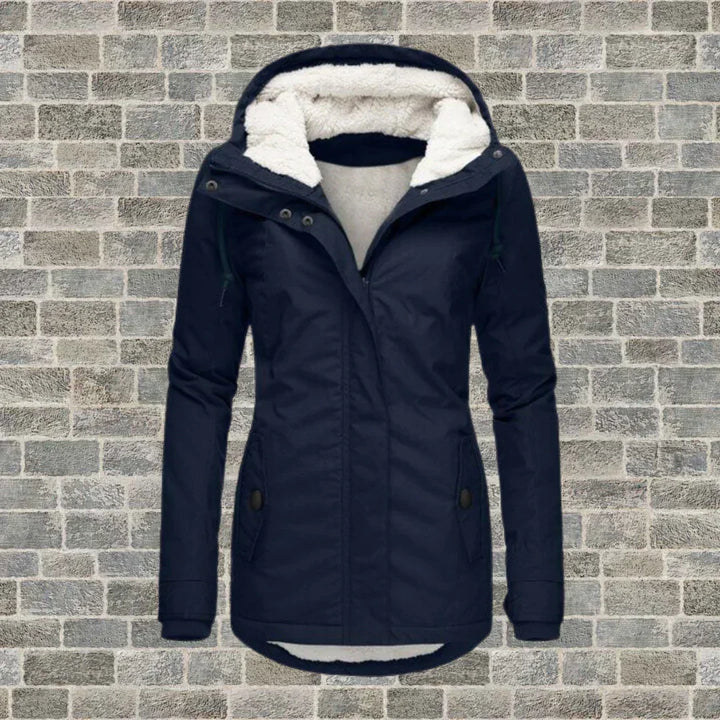 Women's Stylish Warm Winter Coat with Hood in Navy