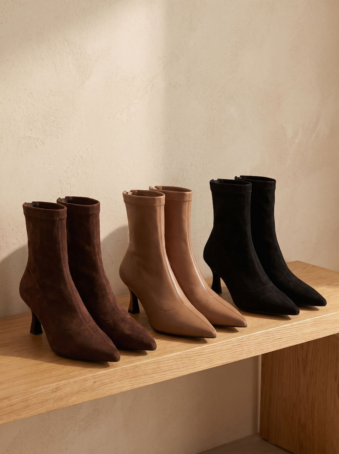 Women's Suede Pointed-Toe Kitten Heel Ankle Boots (9)