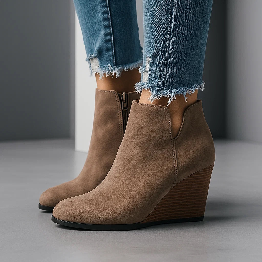 Women's Suede Wedge Ankle Boots for Autumn (8)